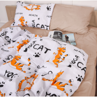 Комплект постільної білизни  Бязь 17-0621 Yoga Cat Orange Сімейний