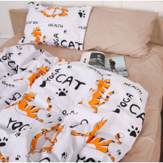 Комплект постільної білизни  Бязь 17-0621 Yoga Cat Orange Сімейний
