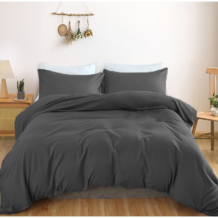 Комплект постільної білизни Satin Light Pro 10-005 Dark Gray Євро