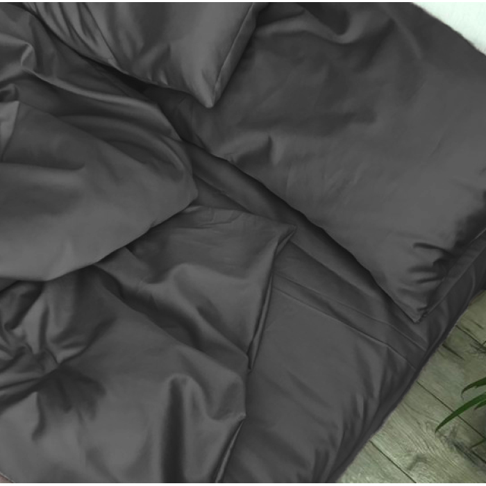 Комплект постільної білизни Satin Light Pro 10-005 Dark Gray Євро