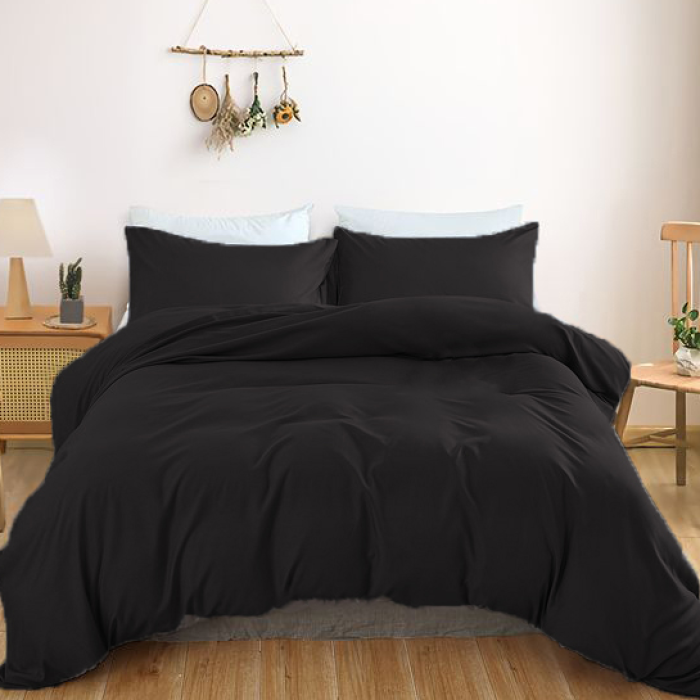 Комплект постільної білизни Satin Light Pro 10-006 Black Євро