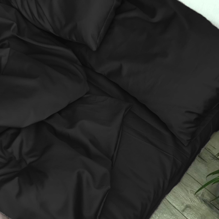 Комплект постільної білизни Satin Light Pro 10-006 Black Євро