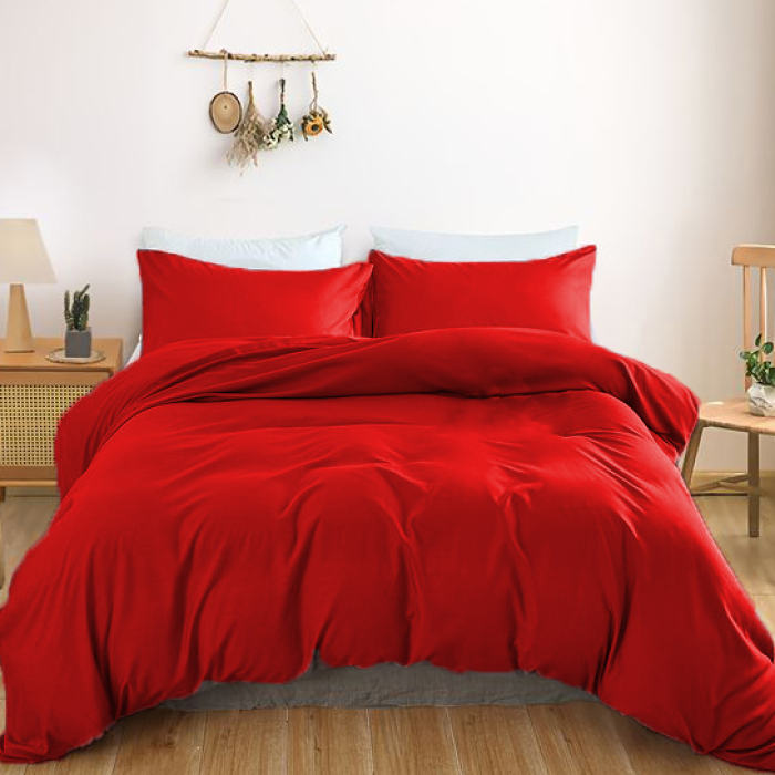 Комплект постільної білизни Satin Light Pro 10-007 Red Євро