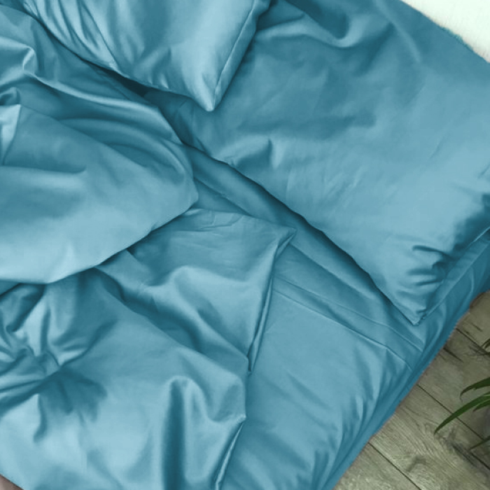 Комплект постільної білизни Satin Light Pro 10-008 Blue Євро