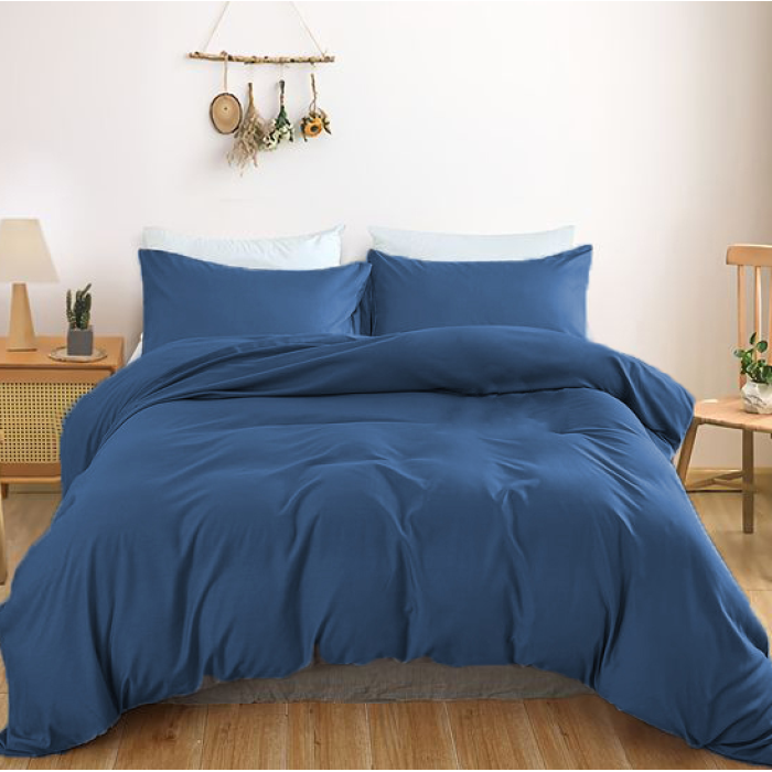 Комплект постільної білизни Satin Light Pro 10-011 Dark Blue Євро