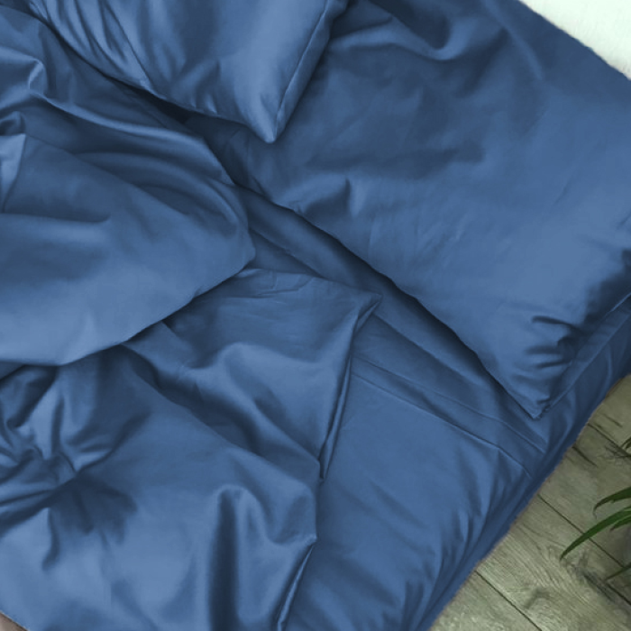 Комплект постільної білизни Satin Light Pro 10-011 Dark Blue Євро