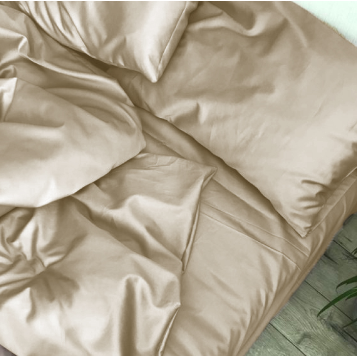 Комплект постільної білизни Satin Light Pro 10-016 Creamy Євро