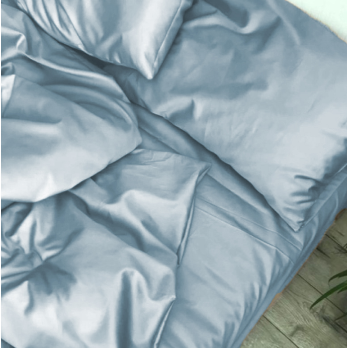 Комплект постільної білизни Satin Light Pro 10-019 Gray-blue Євро