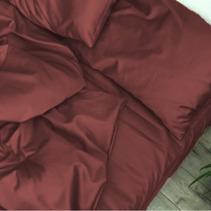 Комплект постільної білизни Satin Light Pro 10-021 Brick red Євро