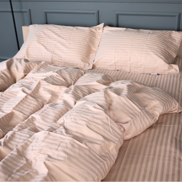 Комплект постільної білизни Satin Stripe 30-0004 Cream Євро