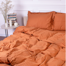 Комплект постільної білизни Satin Stripe 30-0005 Brown Євро