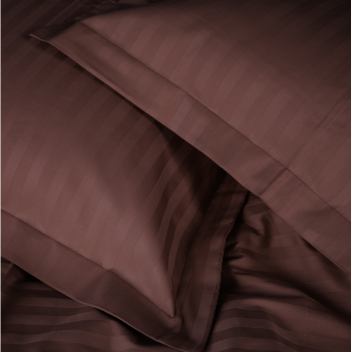 Комплект постільної білизни Satin Stripe 30-0006 Dark Brown Полуторний