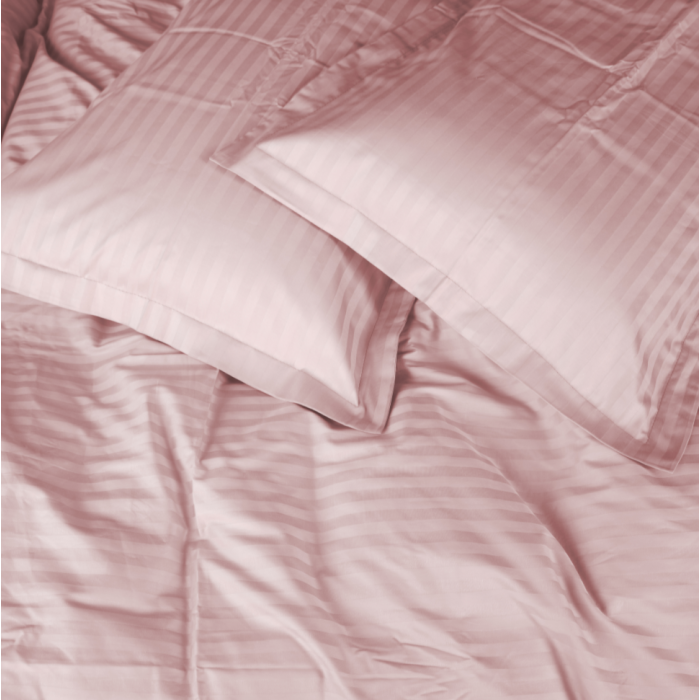 Комплект постільної білизни Satin Stripe 30-0007 Pink Євро