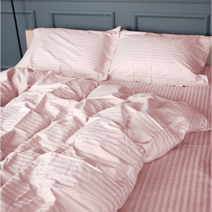 Комплект постільної білизни Satin Stripe 30-0007 Pink Євро