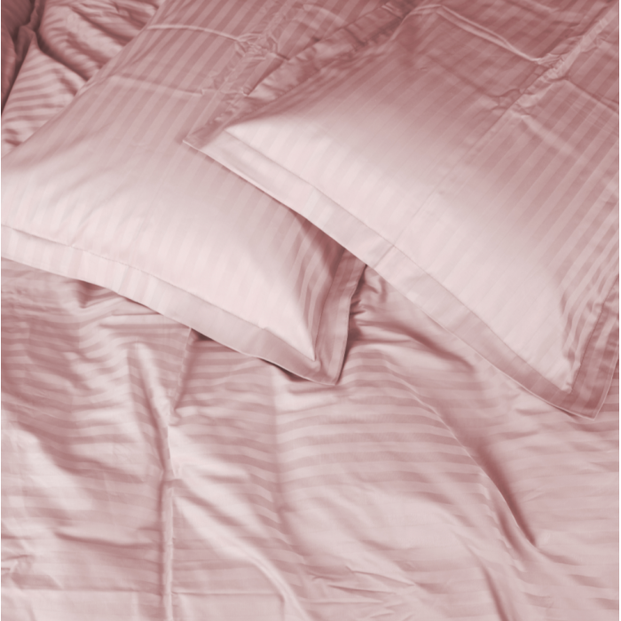 Комплект постільної білизни Satin Stripe 30-0007 Pink Євро