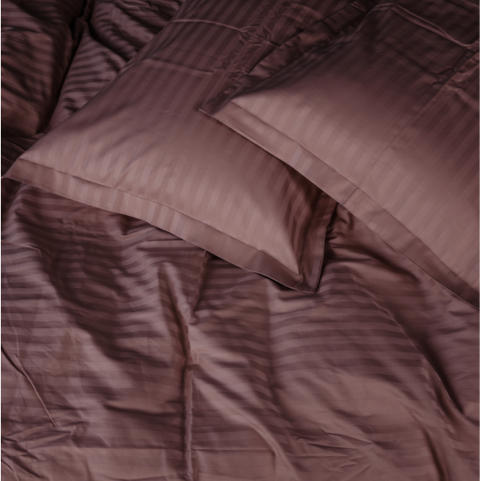 Комплект постільної білизни Satin Stripe 30-0008 Smoky Pink Євро