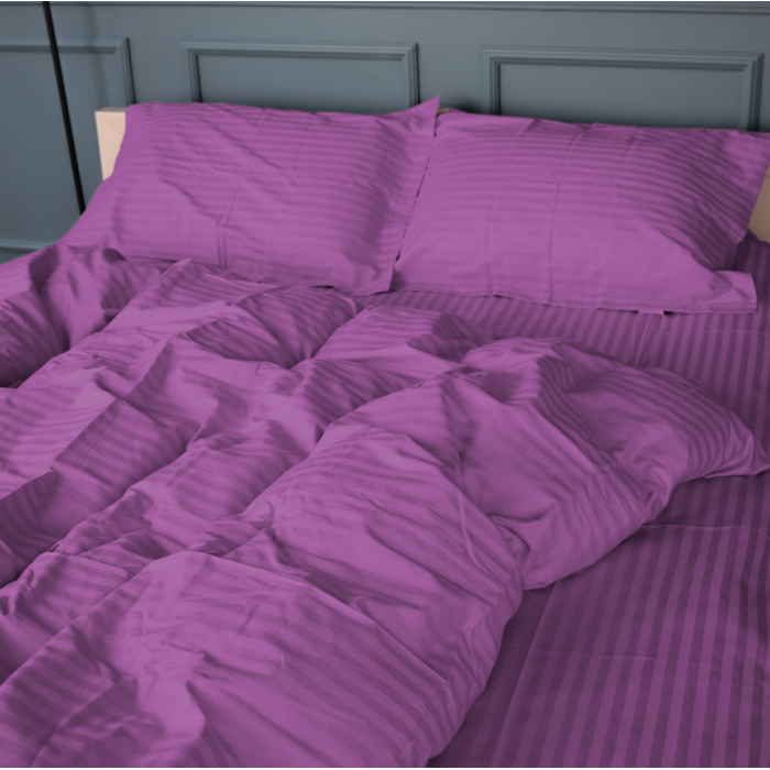Комплект постільної білизни Satin Stripe 30-0009 Purple Євро
