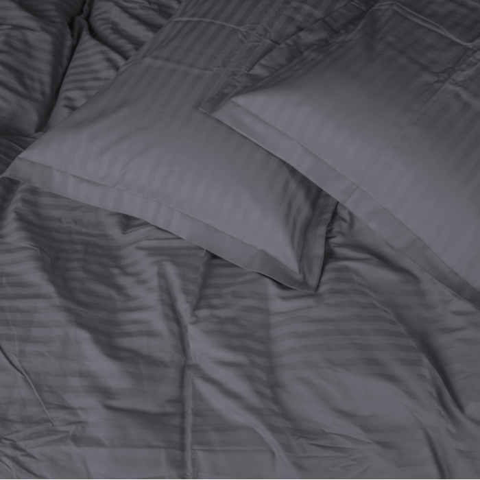 Комплект постільної білизни Satin Stripe 30-0012 Dark Gray Євро
