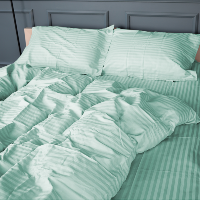 Комплект постільної білизни Satin Stripe 30-0013 Azure Євро