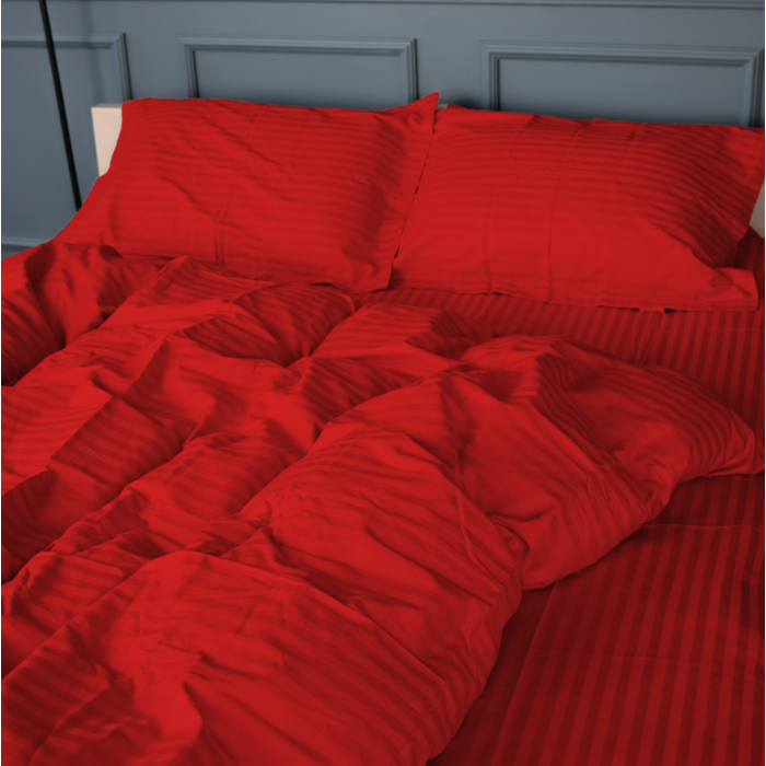 Комплект постільної білизни Satin Stripe 30-0018 Red Євро