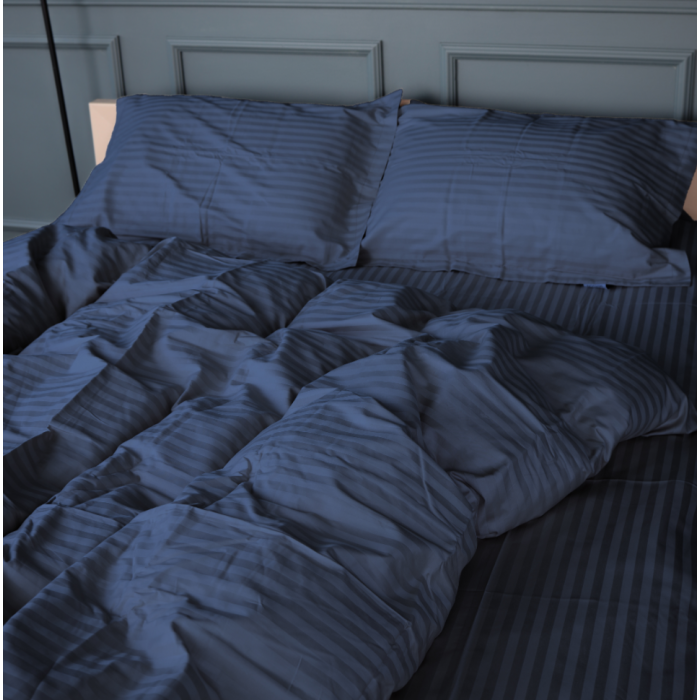 Комплект постільної білизни Satin Stripe 30-0020 Smoky Blue Полуторний