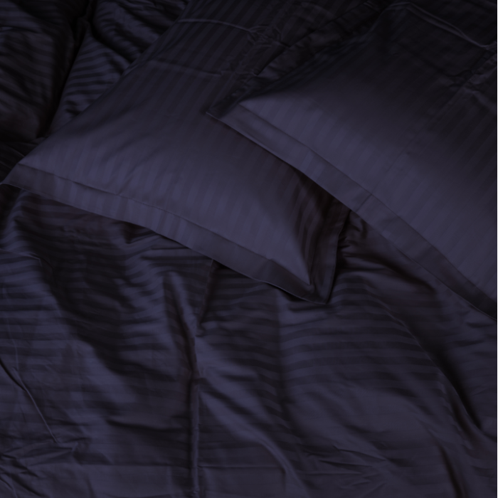 Комплект постільної білизни Satin Stripe 30-0021 Dark Blue Євро